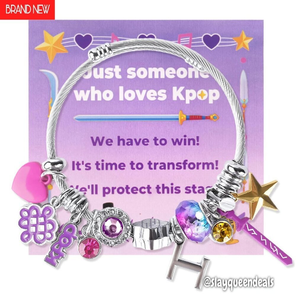 Alloy Charm Bracelet with Cable Chain, KPop Inspired Gift for Fans